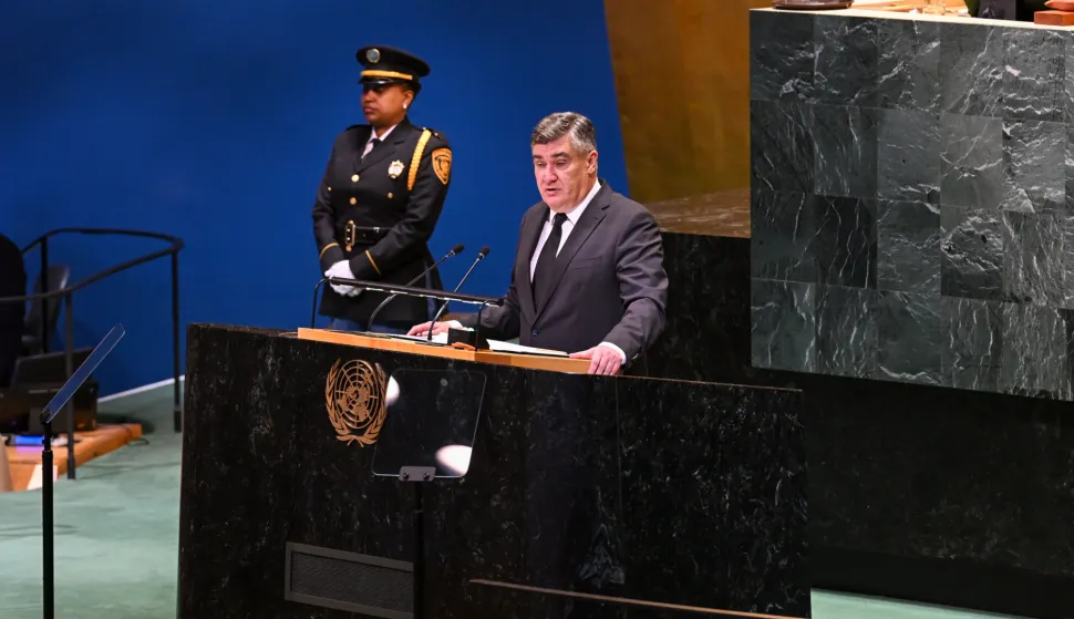 New York, 24.9.2025.- Predsjednik Republike Zoran Milanovi? govorio je u srijedu na 80. zasjedanju Op?e skup?tine Ujedinjenih naroda. foto HINA/ Ured predsjednika Republike Hrvatske/ Marko Beljan/ ua