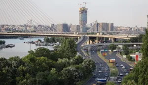 18, June, 2021, Belgrade - View of Belgrade from the terrace of the Ada Mall. Radnicka loop on the approach to the bridge on Ada. Photo: Milan Maricic/ATAImagesrr18, jun, 2021, Beograd - Pogled na Beograd sa terase trznog centra Ada Mall. Photo: Milan Maricic/ATAImages