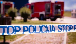 Požar, ilustracija, vatrogasci, policija traka