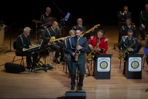 Osijek, 29. 09. 2025., Koncert jazz orkestra HV i The band of the Mercian Regimentposjetitelji; kulturni centar; jazz orkestar HV; The band of the Mercian Regiment
