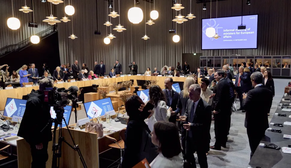 epa12345187 Participants gather for an informal meeting of ministers for European affairs in Copenhagen, Denmark, 02 September 2025. The Ministers for European Affairs from the 27 EU member states and colleagues from Ukraine, Moldova, Western Balkan countries, and Turkey gathered for an informal ministers' meeting on 01 and 02 September under the Danish EU Presidency. EPA/THOMAS TRAASDAHL DENMARK OUT
