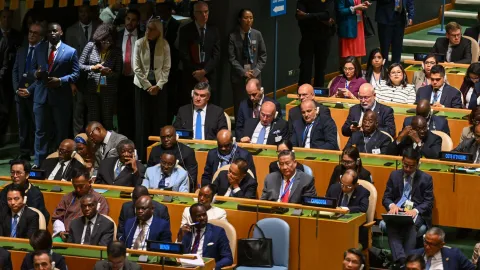 New York, 23.9.2025. - Predsjednik Republike Zoran Milanović sudjelovao je u utorak u New Yorku na otvaranju opće rasprave 80. sjednice Opće skupštine Ujedinjenih naroda. Ovogodišnje jubilarno zasjedanje Opće skupštine UN-a, kojim se obilježava 80 godina djelovanja, održava se pod geslom "Zajedno je bolje: 80 i više godina za mir, razvoj i ljudska prava". foto HINA/ Ured predsjednika Republike Hrvatske/Marko Beljan/ ml