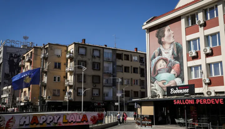 One of more than 200 murals painted during the ten editions of the international Mural Fest in Ferizaj, Kosovo, September 19, 2025. The local and international artists are transforming dull, gray walls, once relics of the communist past, into vibrant murals that bring stories, memories, and dreams to life, while also attracting cultural tourism. REUTERS/Valdrin Xhemaj NO RESALES. NO ARCHIVES Photo: VALDRIN XHEMAJ/REUTERS