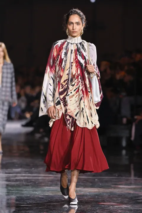 A model is seen on the catwalk at the Chanel fashion show during Paris Fashion Week Spring Summer 2026 season, Paris, France, on October 6, 2025. (Photo by Jonas Gustavsson/Sipa USA) Photo: Jonas Gustavsson/SIPA USA