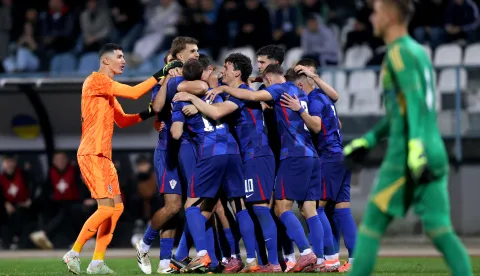 Velika Gorica, 13.10.2025 - Kvalifikacijska utakmica UEFA Europskog prvenstva U-21, Hrvatska i Ukrajina.foto HINA/ Daniel KASAP/ dk