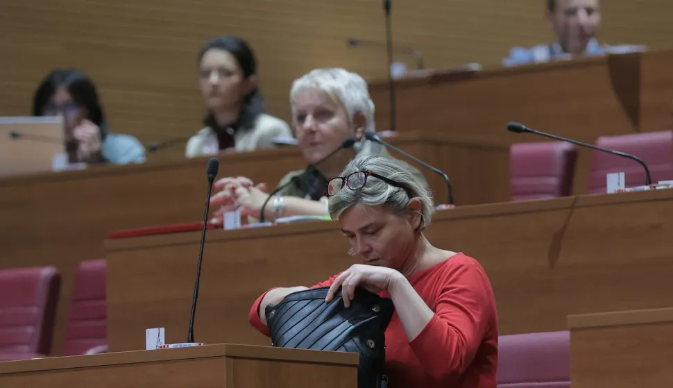 Zagreb.16.10.2025.- Nastavak zasjedanja 7.sjednice Hrvatskog sabora.Na slici Sandra Benčić.Foto HINA/Tomislav Pavlek/ tp