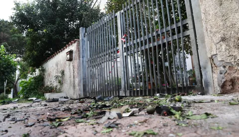 epa12459499 A view of parts of the car of Sigfrido Ranucci, Italian journalist and host of the TV show Report, and that of his daughter, after an explosion in Pomezia, near Rome, 17 October 2025. An explosive device detonated on 16 October under the car of Italian investigative journalist Sigfrido Ranucci outside his home, destroying his and his daughter's cars, with no fatalities reported. EPA/EMANUELE VALERI