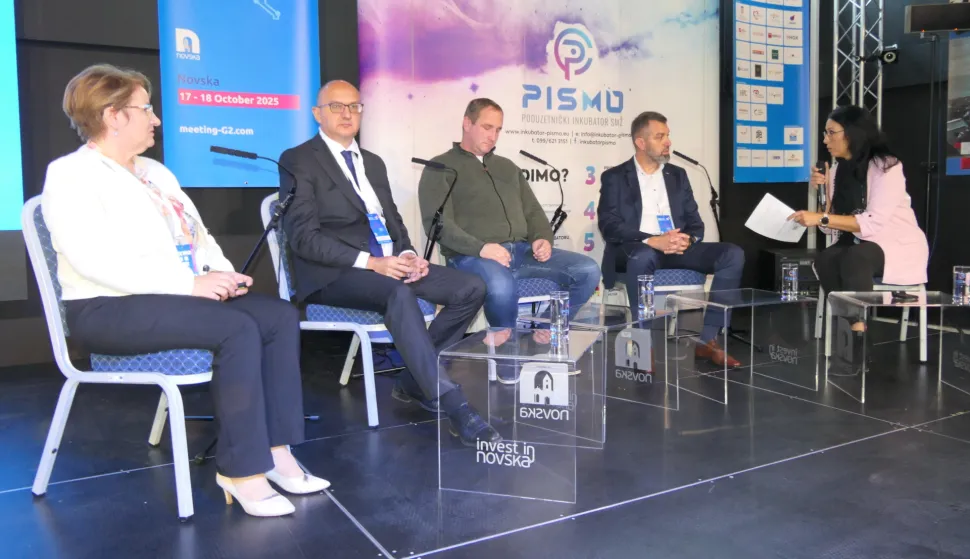 Novska, 17.10.2025. - U Novskoj je danas započela dvodnevna 11. međunarodna poslovna konferencija Meeting G2. Pod geslom "Život je igra &ndash; Hrvatska je tvoje igrali&scaron;te". foto HINA/ Nikola BLAŽEKOVIĆ/ tm