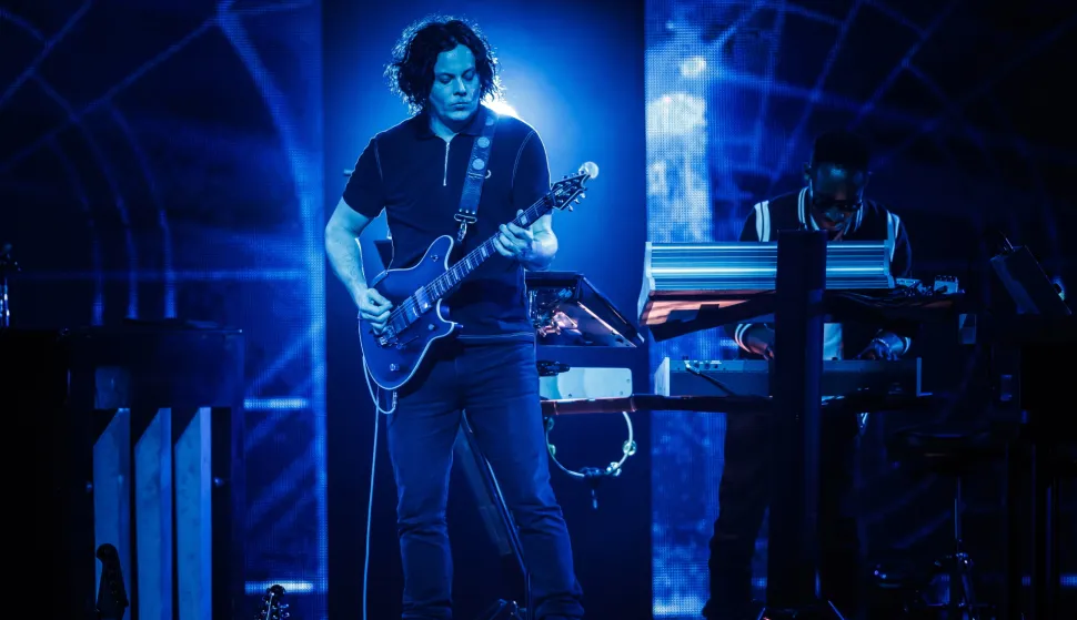 epa06879283 Singer and songwriter Jack White from the US performs on the stage of the Auditorium Stravinski during the 52nd annual Montreux Jazz Festival, in Montreux, Switzerland, 10 July 2018. The event runs from 29 June to 14 July. EPA/VALENTIN FLAURAUD  EDITORIAL USE ONLY