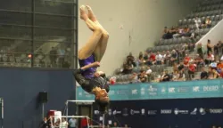 Osijek, 11. 06. 2022, Sportska dvorana Gradski vrt. Dobro World Cup Osijek 2022. Gimnastika, preskok Korent Tijana CRO. snimio GOJKO MITIĆ