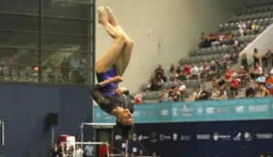 Osijek, 11. 06. 2022, Sportska dvorana Gradski vrt. Dobro World Cup Osijek 2022. Gimnastika, preskok Korent Tijana CRO. snimio GOJKO MITIĆ