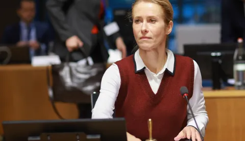 epa12466511 EU High Representative of the European Union for Foreign Affairs and Security Policy Kaja Kallas attends the meeting of the Foreign Affairs Council in Luxembourg City, Luxembourg, 20 October 2025. EU Foreign Affairs Ministers will discuss the Russian aggression against Ukraine, the situation in the Middle East in the light of the latest developments. EPA/OLIVIER HOSLET