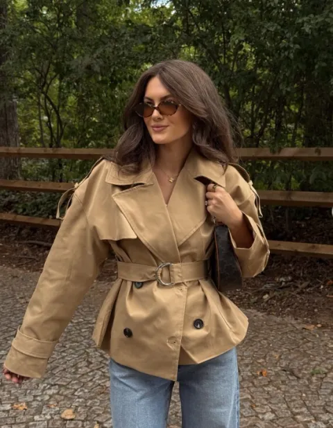 Cropped trench coat