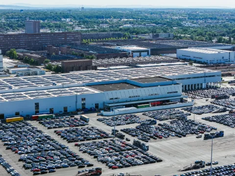 epa12324099 An aerial picture taken with a drone shows factory halls of the German car maker Volkswagen (VW) plant in Wolfsburg, Germany, 26 August 2025. According to a recent analysis by the consulting firm EY, based on data from the German Federal Statistical Office, the German automotive sector experienced a significant job loss of approximately 51,500 positions within a year. This decline, which equates to almost 7 percent of the workforce, can be attributed to the ongoing economic challenges affecting the industry. EPA/HANNIBAL HANSCHKE