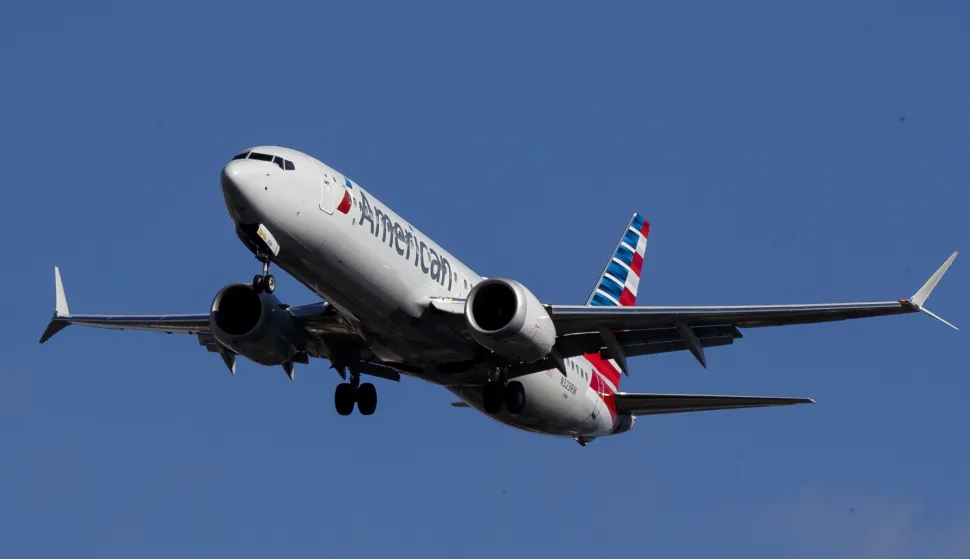 epa07432162 An American Airlines Boeing 737 Max 8 (Tail Number N323RM) lands at LaGuardia Airport in New York, New York, USA, 12 March 2019. Multiple countries around the world have ground the Boeing 737 Max 8 planes following two separate crashes involving the model. EPA/JUSTIN LANE