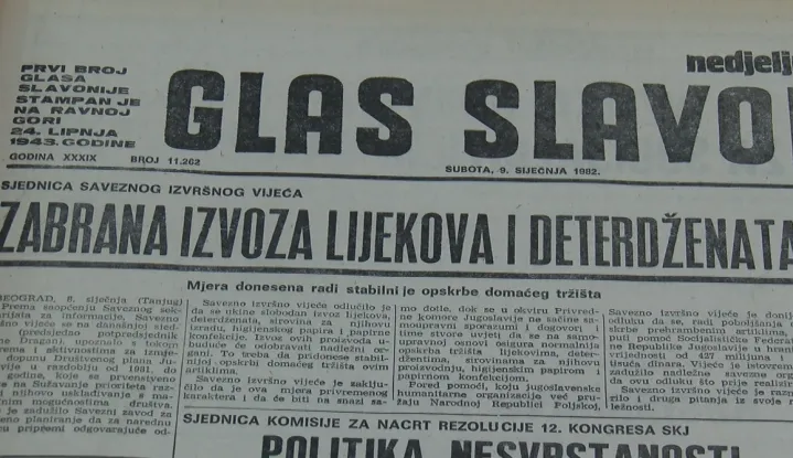 Zabrana izvoza lijekova i deterrdženataGlas Slavonije iz 80-ih