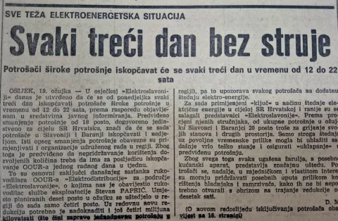 Redukcije struje - Glas Slavonije iz 80-ih