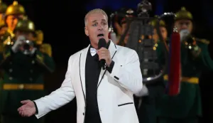 MOSCOW, RUSSIA ? SEPEMBER 5, 2021: Lead vocalist Till Lindemann of the German rock band Rammstein performs at the closing of the 2021 Spasskaya Tower International Military Music Festival in Moscow's Red Square. Sergei Karpukhin/TASS Newscom/PIXSELL