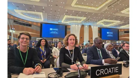 Zagreb, 30.10.2025 - Ministrica kulture i medija Nina Obuljen Koržinek sudjeluje na 43. zasjedanju Opće skupštine UNESCO-a u Samarkandu u Uzbekistanu gdje će u petak govoriti o prioritetima Republike Hrvatske na području kulture, priopćilo je u četvrtak Ministarstvo kulture i medija. foto HINA/ Ministarstvo kulture i medija RH/ UNESCO/ ik