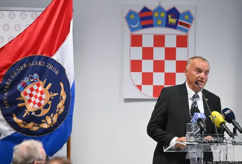 25.09.2025., Zagreb - U organizaciji Hrvatskog generalskog zbora odrzala se komemoracija za generala Ante Rosu, jednog od clanova Inicijativnog odbora te osnivaca Hrvatskog generalskog zbora. Marinko Kresic. Photo: Marko Lukunic/PIXSELL