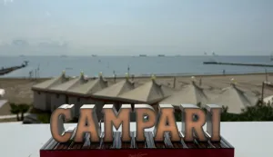 26 August 2025, Italy, Venedig: An advertising display of the Campari spirits group. In Italy, the financial police have confiscated shares worth 1.2 billion euros in the global liqueur manufacturer Campari. Photo: Christoph Sator/dpa Photo: Christoph Sator/DPA