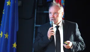 Opatija.06.11.2025.- Drugog dana 33. tradicionalnog savjetovanja Ekonomska politika Hrvatske 2026. održana je pod nazivom "Konkurentnost i održivost Hrvatskog gospodarstva". Na fotografiji Željko Lovrinčević, član Glavnog odbora Hrvatskog društva ekonomista. foto HINA/ Miljenko KLEPAC/ mk