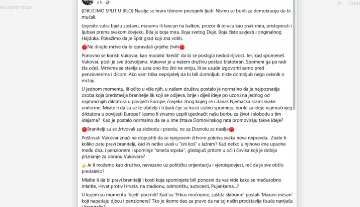 poziv na protuprosvjed u splitu, studeni 2025.