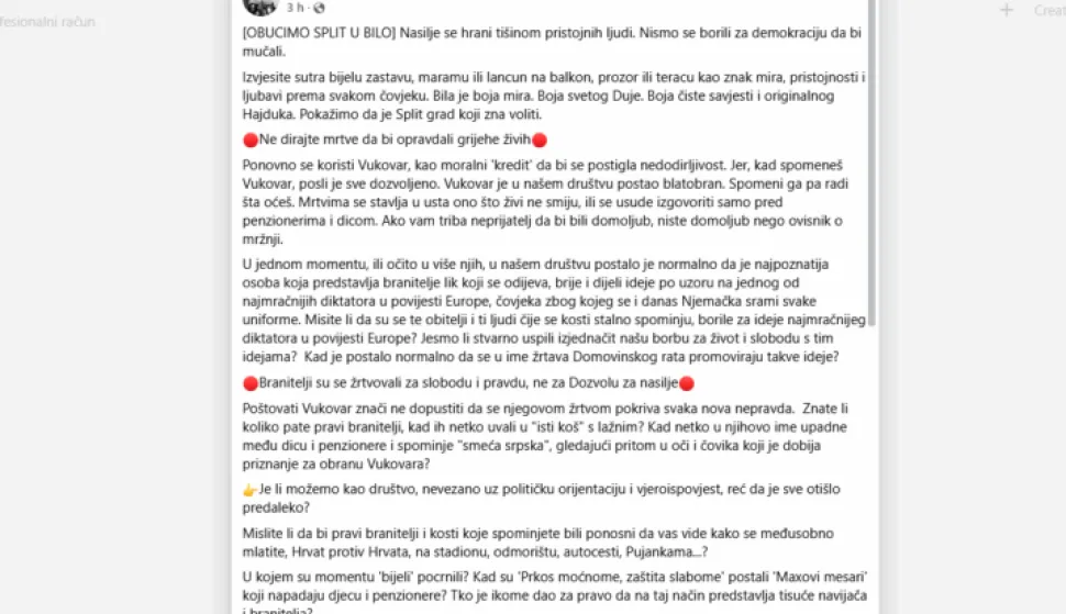 poziv na protuprosvjed u splitu, studeni 2025.