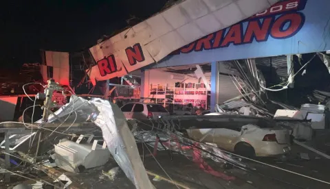 epa12512462 A handout photo made available by Brazil's Parana State Fire Department shows destruction caused by a tornado in the city of Rio Bonito do Iguacu, Parana state, Brazil, 08 November 2025. At least five people died and some 430 were injured, nine of them seriously, after the tornado with winds of up to 250 kilometers per hour made its path through cities in Parana, a southern Brazilian state bordering Paraguay, Civil Defense reported. EPA/Parana State Fire Department HANDOUT ONLY AVAILABLE TO ILLUSTRATE THE ACCOMPANYING NEWS STORY (CREDIT REQUIRED) HIGHEST QUALITY AVAILABLEHANDOUT EDITORIAL USE ONLY/NO SALES