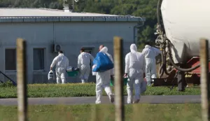 22.09.2025., Sokolovac - Pripreme i osiguranje farme svinja zbog pocetka usmrcivanja zarazenih svinja africkom svinjskom kugom. Photo: Davor Javorovic/PIXSELL