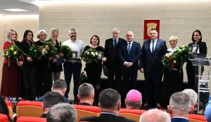 Vukovar, 11.11.2025. - Dan Vukovarsko-srijemske županije obilježen Svečanom sjednicom VSŽ u Veleučilištu "Lavoslav Ružička", te dodjelom godišnjih nagrada i nagrada za životno djelo. foto HINA/ Gordan Panić/ tm