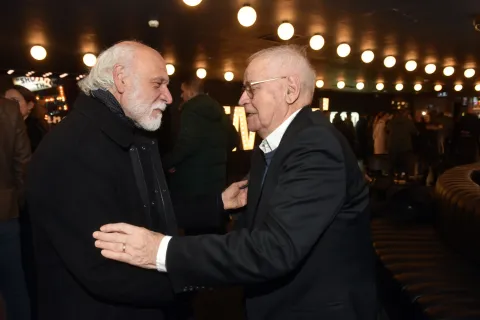 Zagreb, 11.11.2025 (fokus) - premijera filma Sokol, na slici Dimitrije Popovic, Eduard Galic.foto Davor Kovacevicfokus