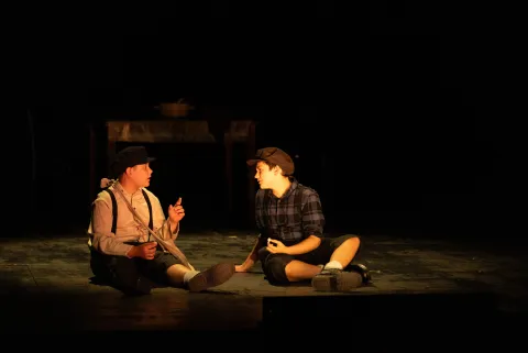 13.11.2025., HNK Osijek, Osijek - U HNK Osijek održala se je prva dramska premijera u okviru 119. kazališne sezone drama "Zavičaj, zaborav" u režiji Jasmina Novljakovića. Drama se temelji na istoimenom romanu Ludwiga Bauera o nostalgiji, djetinjstvu i nezaustavljivom kotaču povijesti. Photo: David Jerkovic/PIXSELL