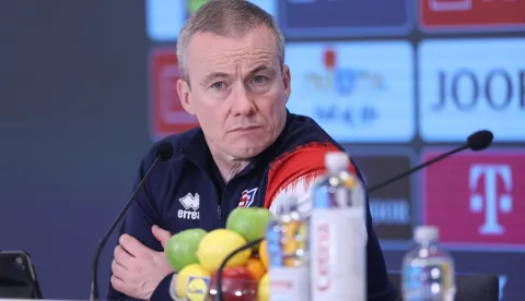 13.11.2025., Rijeka - Konferencija za medije nogometne reprezetacije Farskih otoka na stadionu HNK Rijeka uoci kvalifikacijske utakmice za Svjetsko nogoemtno prvenstvo protiv Hrvatske. Eydun Klakstein Photo: Nel Pavletic/PIXSELL