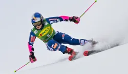 epa12480553 Zrinka Ljutic from Croatia during the first run of the Womens Giant Slalom race of the FIS Alpine Ski World Cup season opener on the Rettenbach glacier, in Soelden, Austria, 25 October 2025. EPA/GIAN EHRENZELLER
