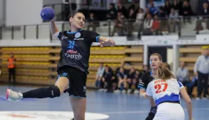 Zagreb, 15.11.2025.- Prva utakmica kvalifikacija za Europsku ligu rukometašica Lokomotiva - Amicitia Zuerich. Na fotografiji Andrea Sedloska.foto HINA/ Admir BULJUBAŠIĆ/ abu