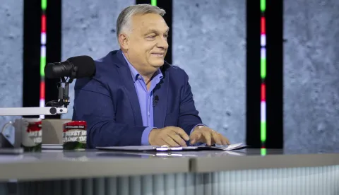 epa12527639 ?A handout photo made available by the Hungarian Prime Minister's General Department of Communication, shows Hungarian Prime Minister Viktor Orban attending an anti-war rally organised by the Digital Civic Circles in Gyor, Hungary, 15 November 2025. Orban announced on 12 November that the government is launching a nationwide anti-war tour. EPA/ZOLTAN FISCHER HANDOUT HANDOUT EDITORIAL USE ONLY/NO SALES