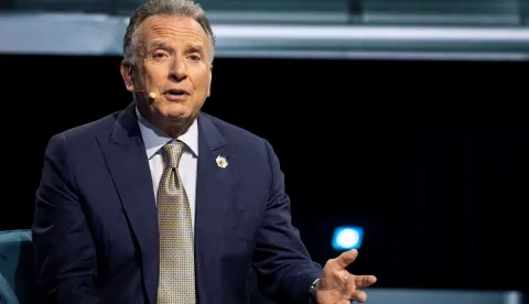 Steve Witkoff, U.S. Special Envoy to the Middle East, speaks during the America Business Forum at Kaseya Center in Miami, Florida, U.S. November 6, 2025. REUTERS/Marco Bello Photo: MARCO BELLO/REUTERS