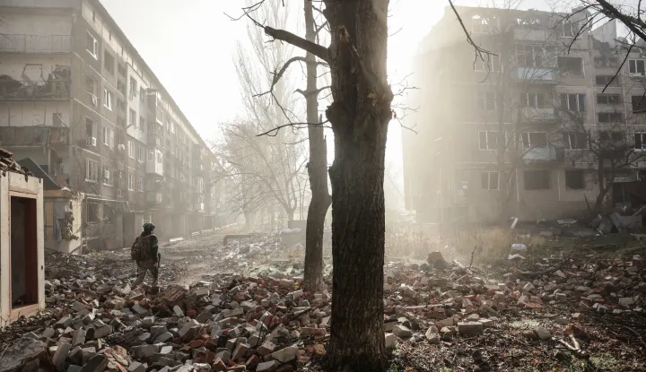 epa12531067 A handout photo made available by the press service of the 24th Mechanized Brigade of the Ukrainian Armed Forces on 17 November 2025 shows servicemen of 24th Mechanized Brigade in the frontline city of Kostyantynivka of Donetsk region, Ukraine, 16 November 2025 (issued 17 November 2025), amid the ongoing Russian invasion. Russian troops entered Ukrainian territory on 24 February 2022, starting a conflict that has provoked destruction and a humanitarian crisis. EPA/24TH MECHANIZED BRIGADE OF UKRAINIAN ARMED FORCES HANDOUT HANDOUT EDITORIAL USE ONLY/NO SALES
