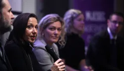 Zagreb, 20.11.2025 - Ministrica zdravstva Irena Hrstić otvorila je konferenciju povodom Ljubičastog studenog, mjeseca posvećenog podizanju svijesti o raku gušterače, koju je organiziralo Hrvatsko gastroenterološko društvo. Na fotografiji Irena Hrstić.foto HINA/ Denis CERIĆ /dc