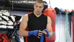 Osijek, 14. 05. 2024., Radiceva ulica, KBK Sveti Duh, boks, Luka Pratljacic, zagrijavanje, sparingSNIMIO BRUNO JOBST