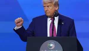 epa12533755 (FILE) - US President Donald Trump delivers a keynote address at the Saudi-US Investment Forum in Riyadh, Saudi Arabia, 13 May 2025 (reissued 18 November 2025). President Trump announced a plan to sell F-35 fighter jets, the US' most advanced stealth warplane, to Saudi Arabia just before Saudi Crown Prince Mohammed bin Salman's visit to the White House. EPA/ALI HAIDER
