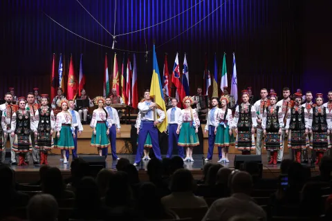 30.11.2025., Zagreb - Predsjednik Savjeta za nacionalne manjine Tibor Varga ugostio je predsjednika Vlade Andreja Plenkovica na manifestaciji: Kulturno stvaralastvo nacionalnih manjina u Koncertnoj dvorani Vatroslava Lisinskog. Zemlja partner ovogodisnje manifestacije Kulturno stvaralastvo nacionalnih manjina je Ukrajina. Photo: Sanjin Strukic/PIXSELL