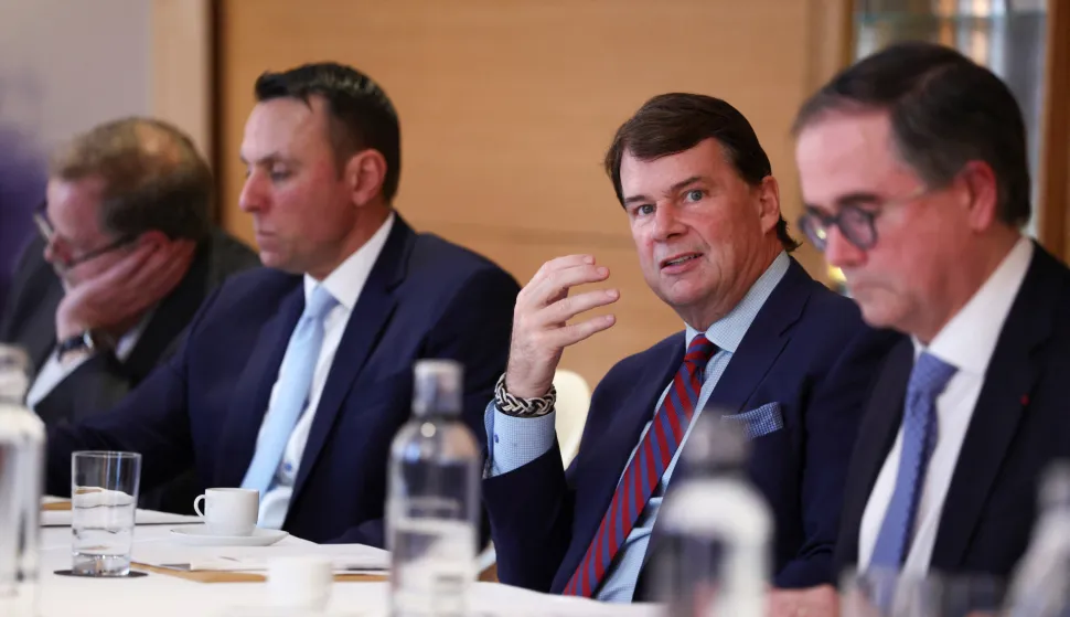 CEO of Ford Jim Farley speaks during a press conference as Renault Group and Ford announce the formation of a strategic partnership for passenger and commercial vehicles, in Paris, France, December 8, 2025. REUTERS/Tom Nicholson Photo: TOM NICHOLSON/REUTERS
