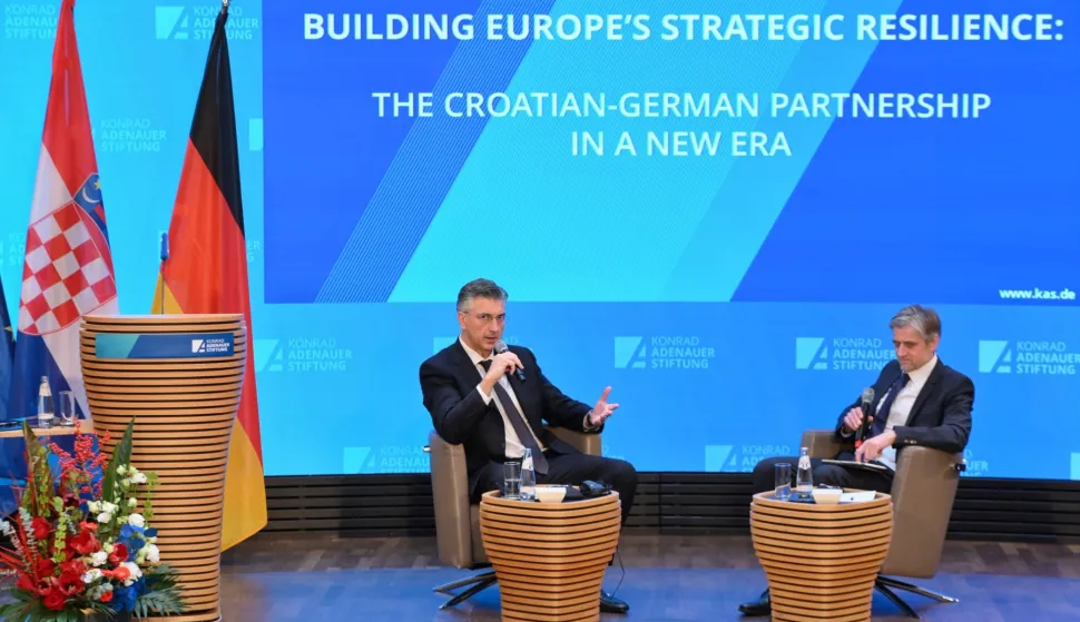 Berlin, 09.12.2025 - Predavanje predsjednika Vlade Andreja Plenkovića u Zakladi Konrad Adenauer. foto HINA/ Vlada RH/ ik