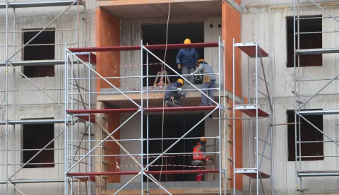 17.02.2025., Karlovac - Gradnja nove stambene zgrade u gradskoj cetvrti Grabrik. Photo: Kristina Stedul Fabac/PIXSELL