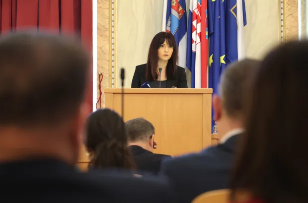 Osijek, 11. 12. 2025., Županijska 4, Velika vijećnica, Sjednica Skup&scaron;ine OBŽ, proračun, Nata&scaron;a Trami&scaron;akSNIMIO BRUNO JOBST