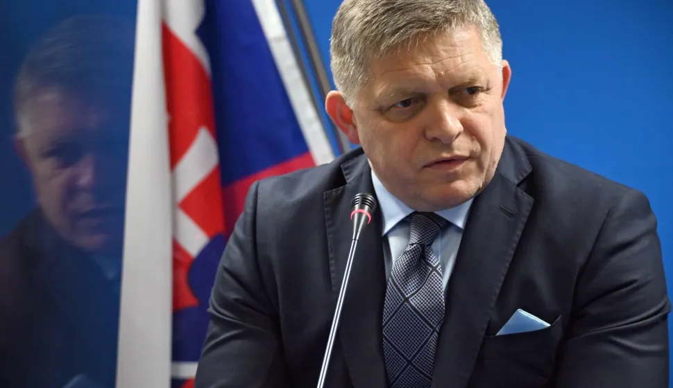 Summit of the European Council (EU) in Brussels. Prime Minister of Slovakia Robert Fico at the summit.18.04.2024 Belgium, BrusselsPhoto credit: Alex Sochacki/Kommersant/Sipa USA Photo: Kommersant Photo Agency/SIPA USA
