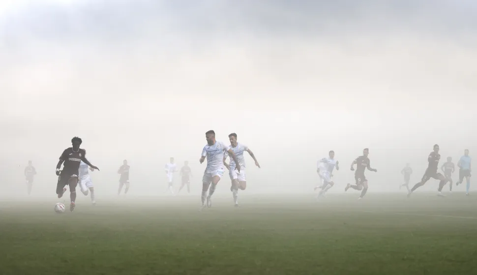 Pula, 14.12.2025 - Susret 17. kola hrvatskog nogometnog prvenstva Istra - Rijeka. foto HINA/ Ante GUDELJ/ ik