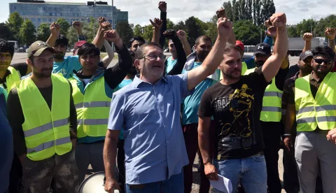 Zagreb, 17.07.2025 (novosti) - Wolt, prosvjed dostavljaca Wolta, na slici i Tomislav Kis.foto Davor Kovacevicnovosti